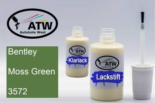 Bentley, Moss Green, 3572: 20ml Lackstift + 20ml Klarlack - Set, von ATW Autoteile West.